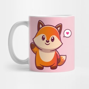 Cute Fox Waving Hand Cartoon Mug